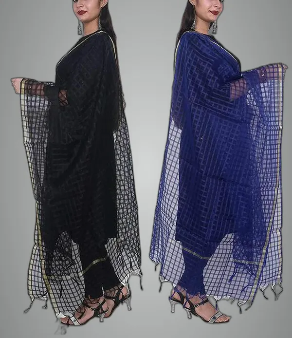 Multicolor_Net_Checke_Dupatta_For_Women