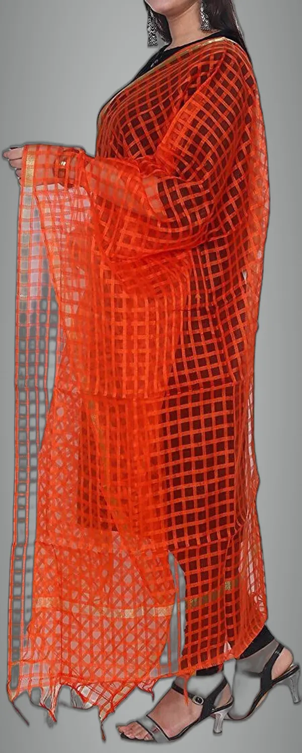 Red_Net_Checke_Dupatta_For_Women