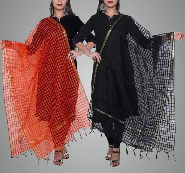 Multicolor_Net_Checke_Dupatta_For_Women