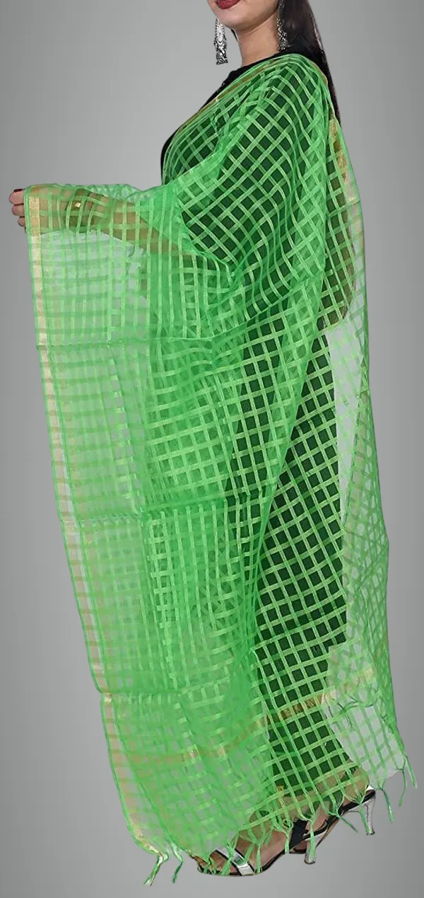Green_Net_Checke_Dupatta_For_Women
