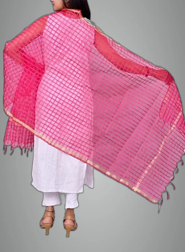 Yellow_Net_Checke_Dupatta_For_Women