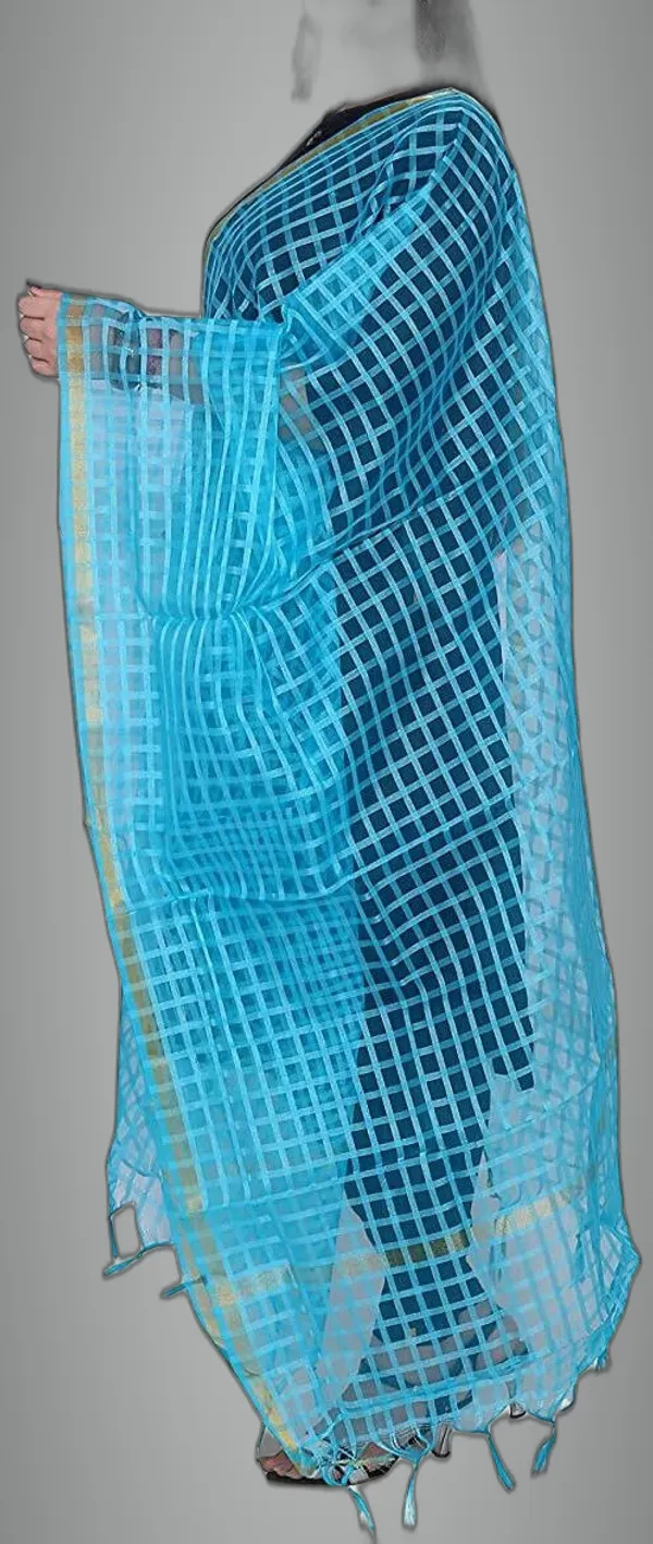 Yellow_Net_Checke_Dupatta_For_Women