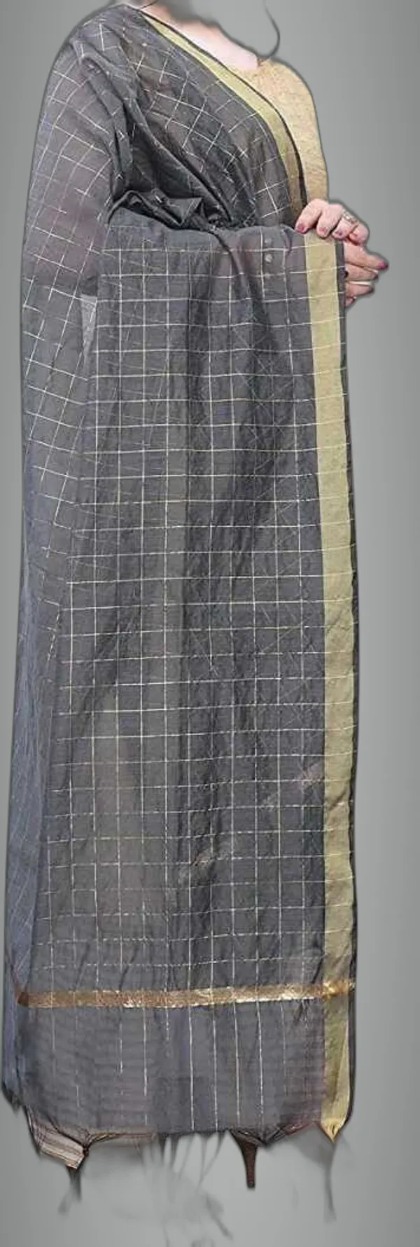 Grey_Silk_Blend_Checke_Dupatta_For_Women