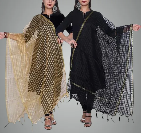 Multicolor_Net_Checke_Dupatta_For_Women