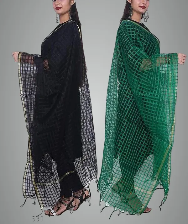 Multicolor_Net_Checke_Dupatta_For_Women