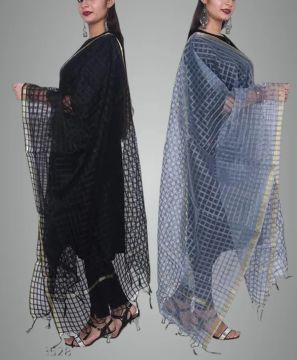 Multicolor_Net_Checke_Dupatta_For_Women