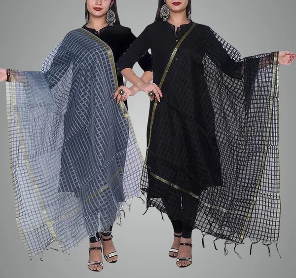 Multicolor_Net_Checke_Dupatta_For_Women