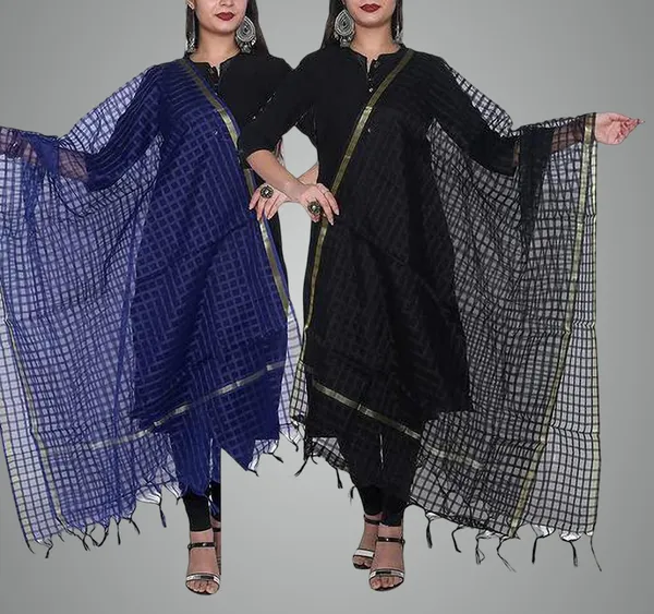 Multicolor_Net_Checke_Dupatta_For_Women