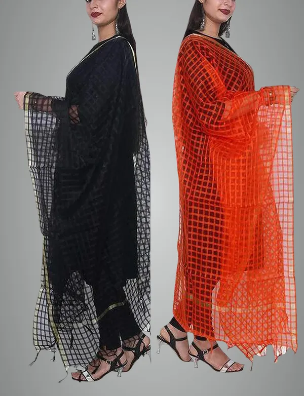 Multicolor_Net_Checke_Dupatta_For_Women