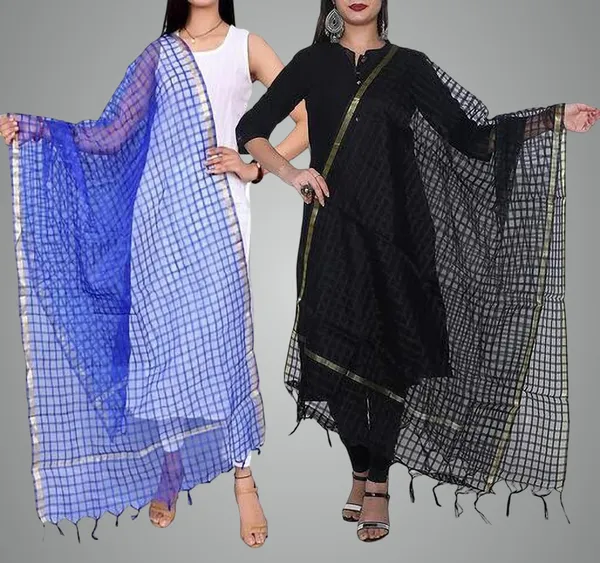 Multicolor_Net_Checke_Dupatta_For_Women