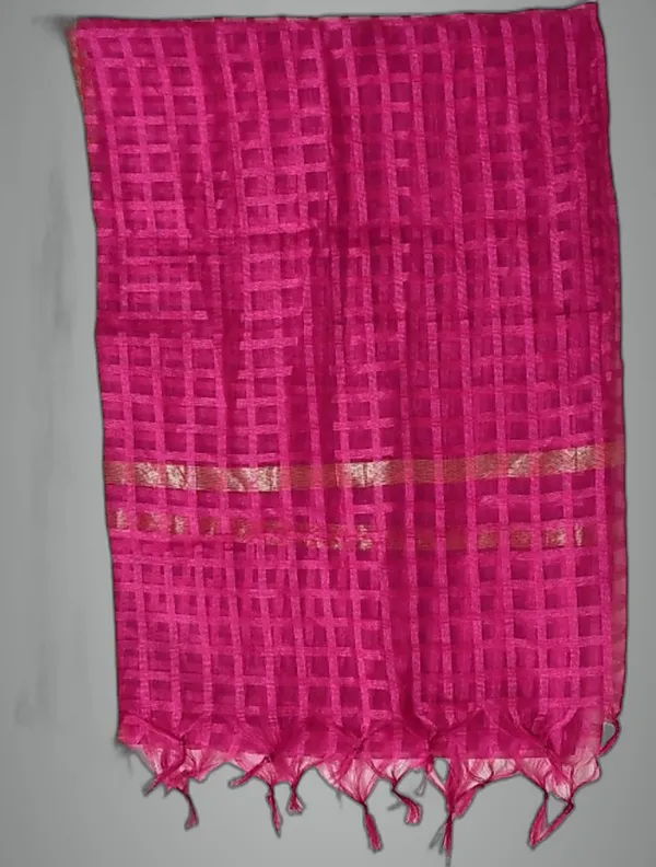 Pink_Net_Checke_Dupatta_For_Women