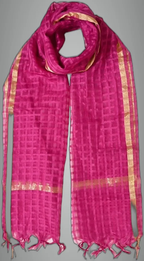 Pink_Net_Checke_Dupatta_For_Women