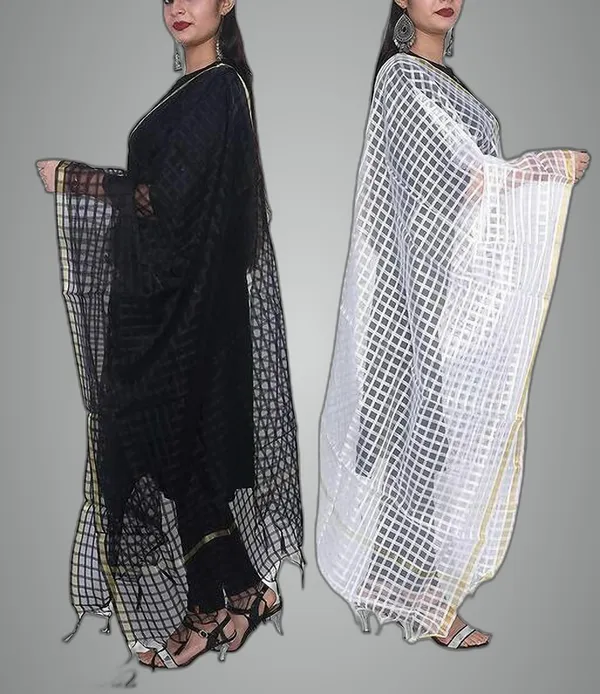 Multicolor_Net_Checke_Dupatta_For_Women