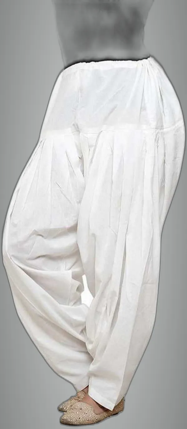 White_Cotton_Solid_Patiala_For_Women