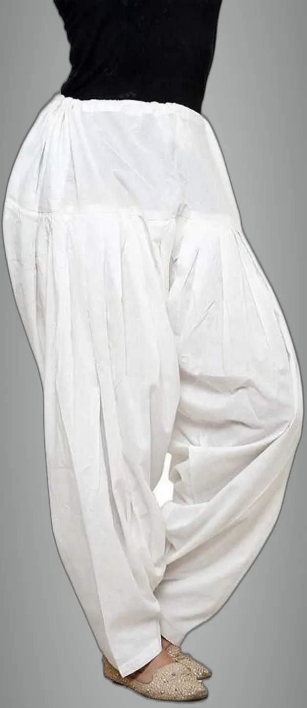 White_Cotton_Solid_Patiala_For_Women