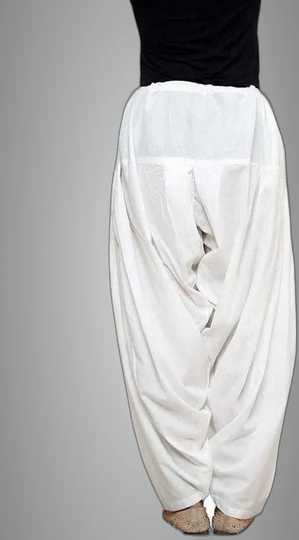 White_Cotton_Solid_Patiala_For_Women