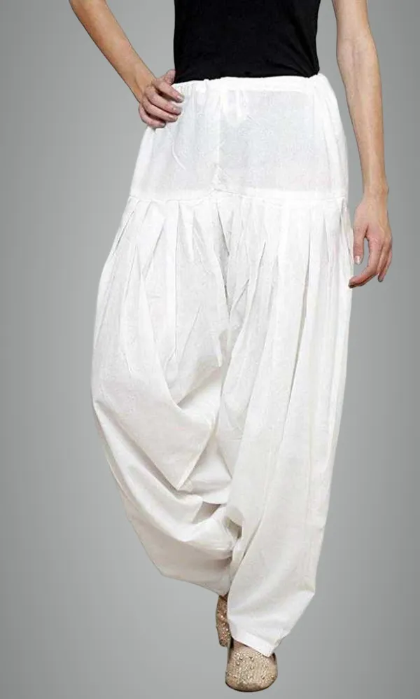 White_Cotton_Solid_Patiala_For_Women