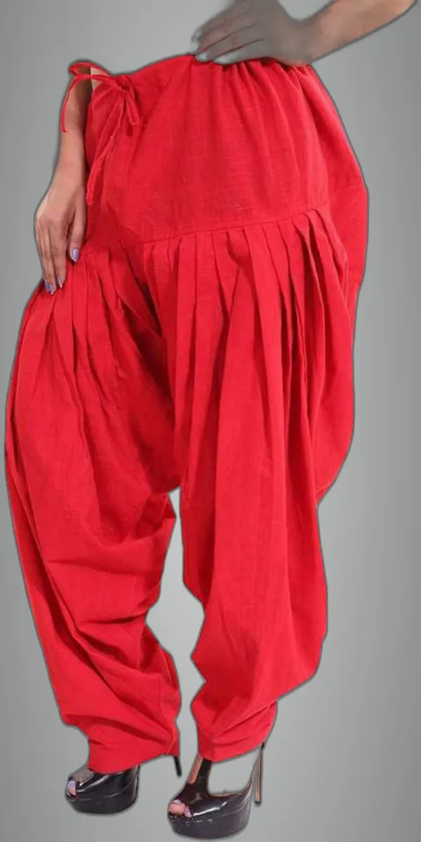 Red_Pure_Cotton_Solid_Salwar_For_Women