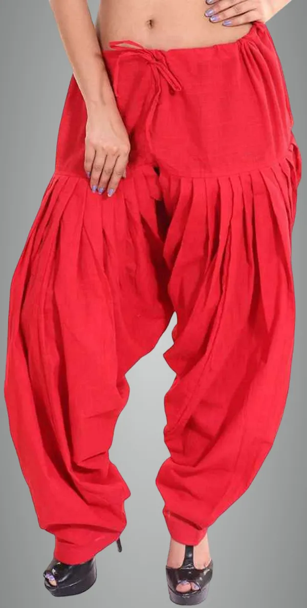 Red_Pure_Cotton_Solid_Salwar_For_Women