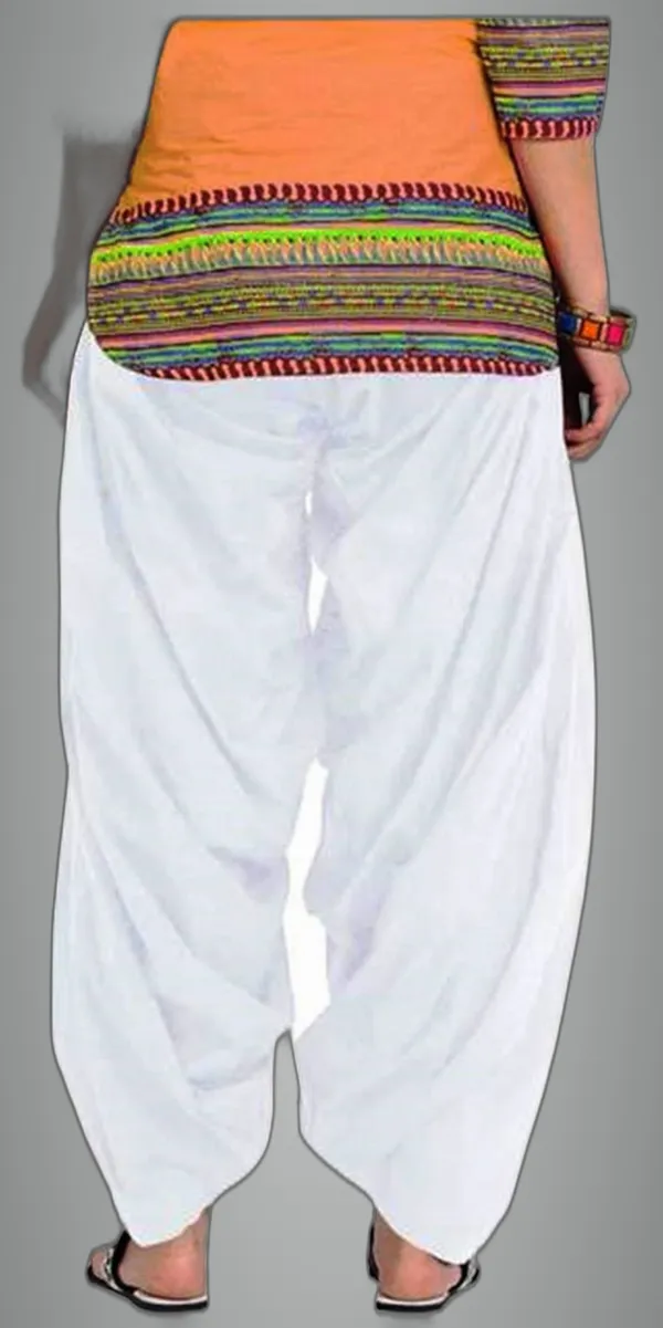 White_Cotton_Blend_Solid_Salwar_For_Women