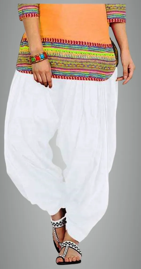 White_Cotton_Blend_Solid_Salwar_For_Women