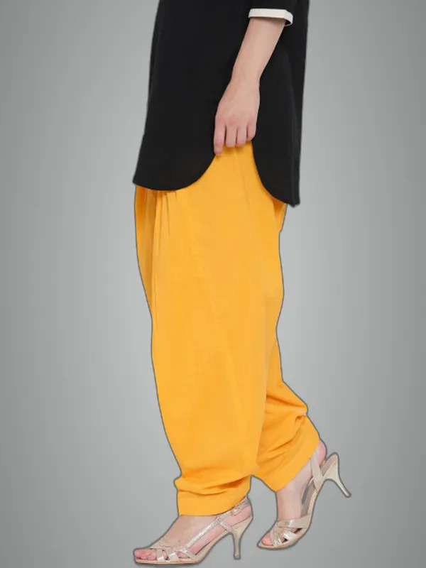 Yellow_Cotton_Blend_Solid_Salwar_For_Women