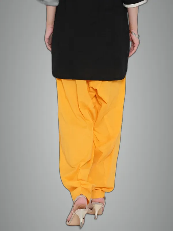 Yellow_Cotton_Blend_Solid_Salwar_For_Women