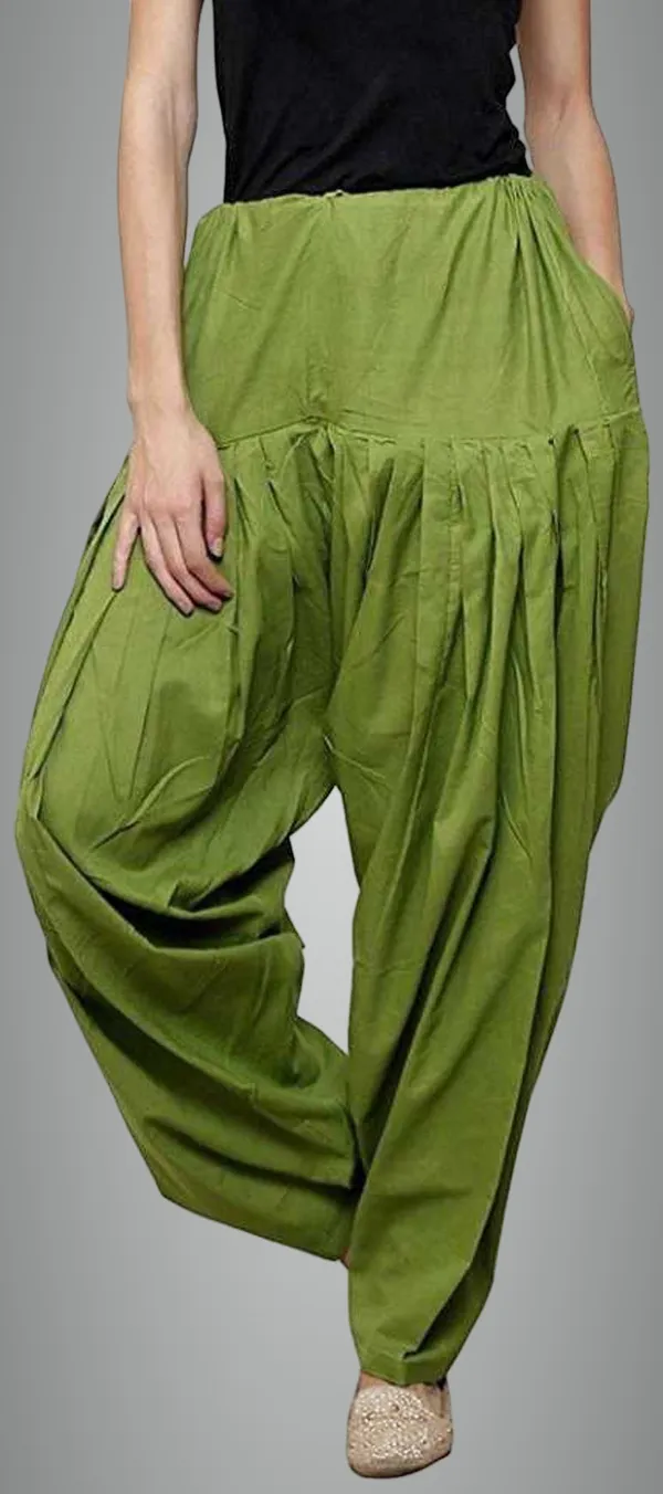 Dark_Green_Pure_Cotton_Solid_Salwar_For_Women