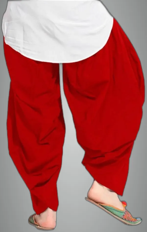 Red_Cotton_Blend_Solid_Patiala_For_Women