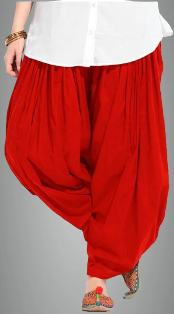 Red_Cotton_Blend_Solid_Patiala_For_Women