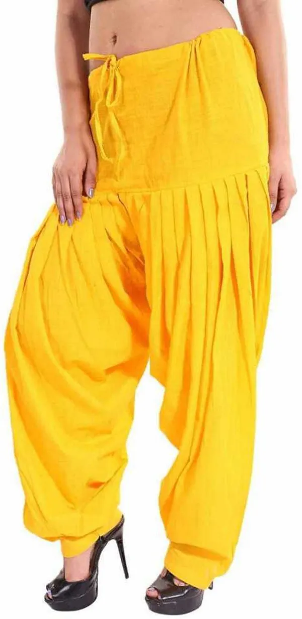 Yellow_Pure_Cotton_Solid_Salwar_For_Women