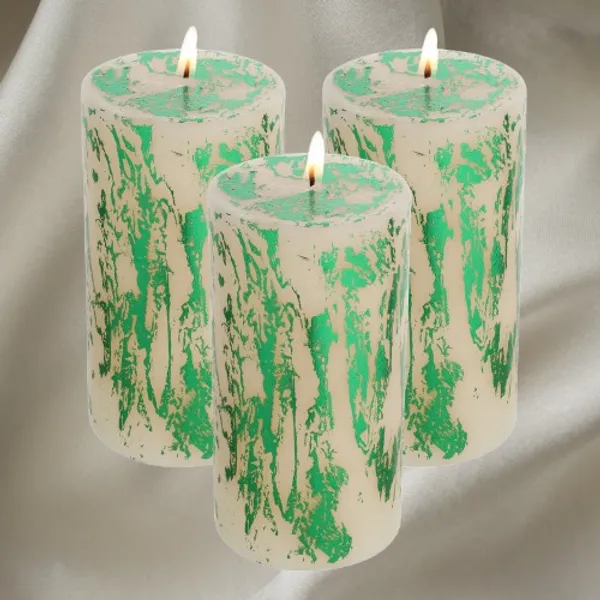 Pack_of_3_Green_Foil_Luxury_Pillar_Candles