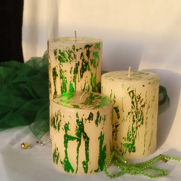 Pack_of_3_Green_Foil_Luxury_Pillar_Candles