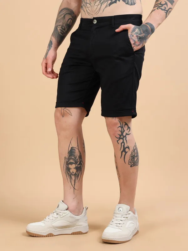 Black_Cotton_Solid_Chinos_Shorts_For_Men