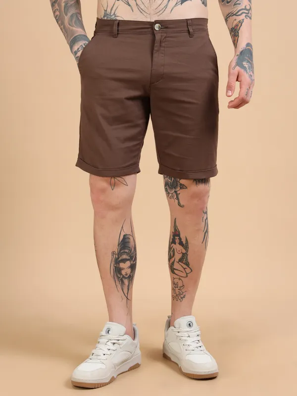 Brown_Cotton_Solid_Chinos_Shorts_For_Men