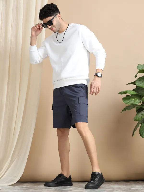 Blue_Cotton_Regular_Cargo_Shorts_For_Men
