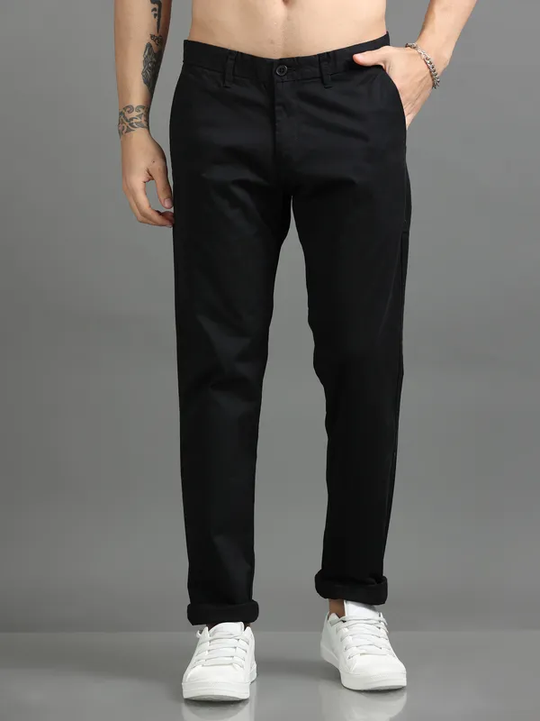 Black_Cotton_Regular_Slim_Fit_Solid_Mid-Rise_Trouser_For_Men