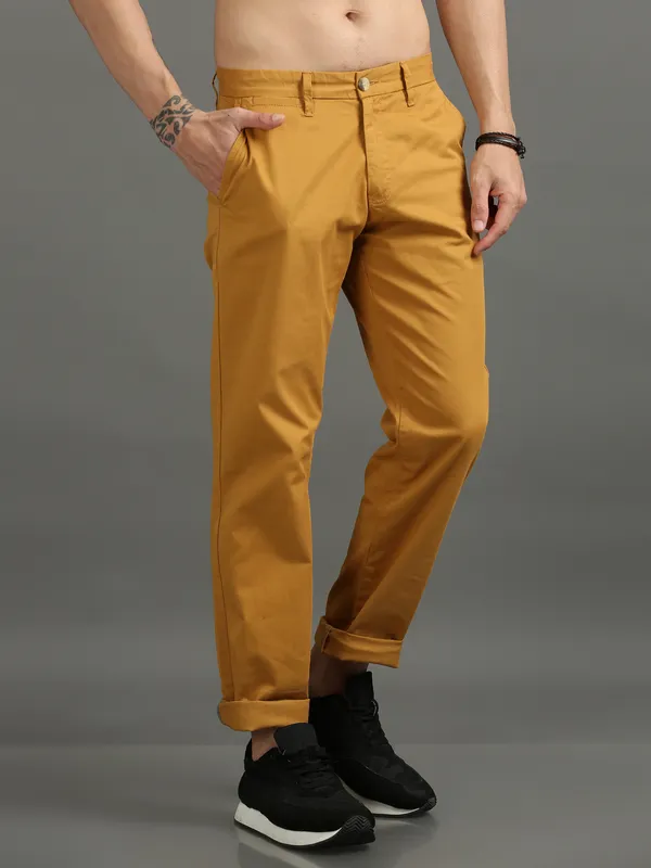Yellow_Cotton_Regular_Slim_Fit_Solid_Mid-Rise_Trouser_For_Men