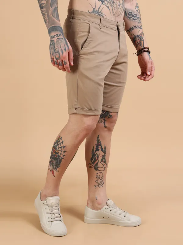 Brown_Cotton_Solid_Chinos_Shorts_For_Men