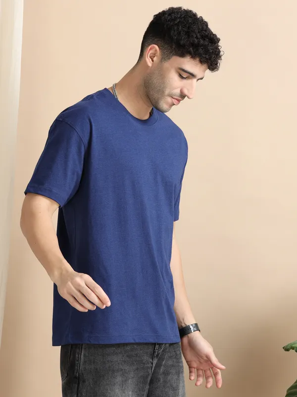 Dark_Blue_Cotton_Regular_Oversized_T-Shirt_For_Men