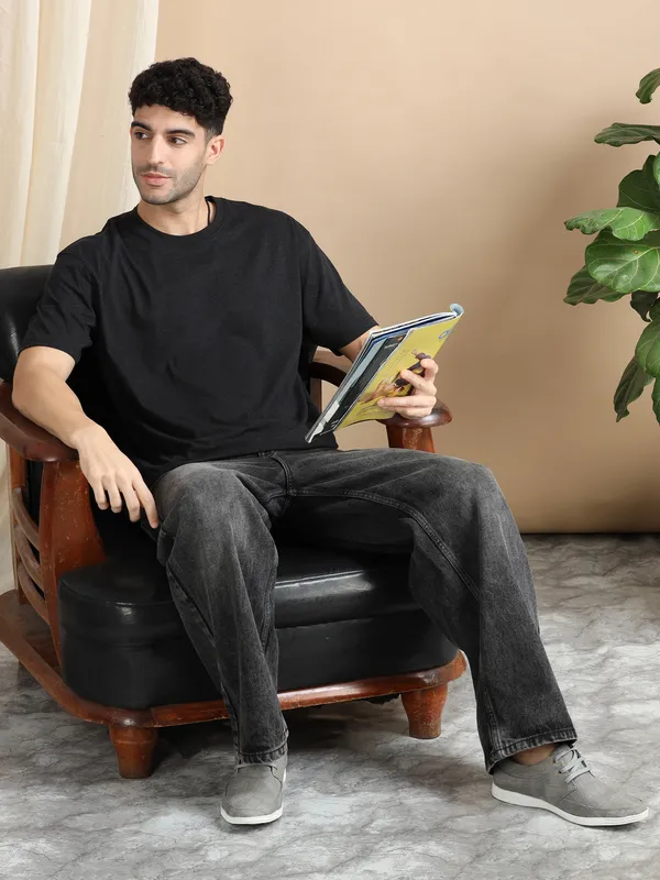 Dark_Grey_Cotton_Regular_Oversized_T-Shirt_For_Men
