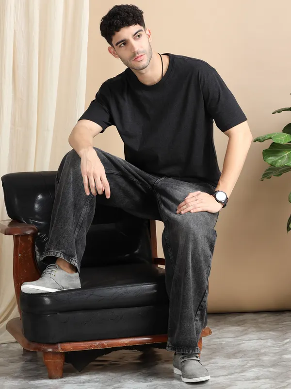 Dark_Grey_Cotton_Regular_Oversized_T-Shirt_For_Men