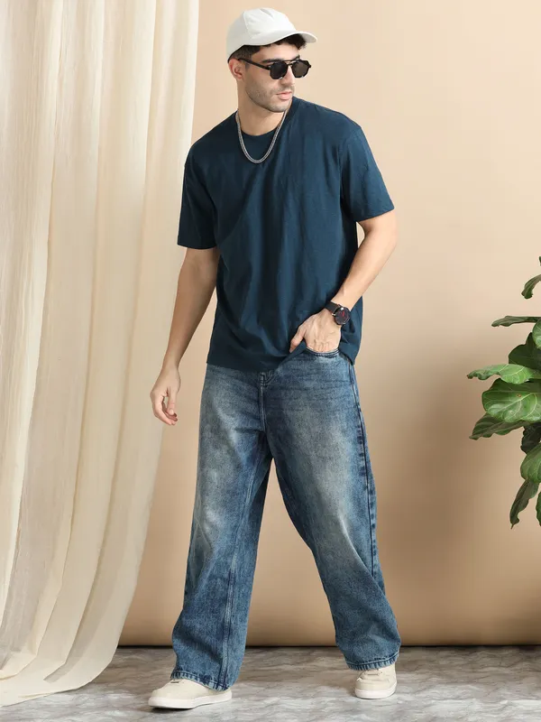 Indigo_Cotton_Regular_Oversized_T-Shirt_For_Men