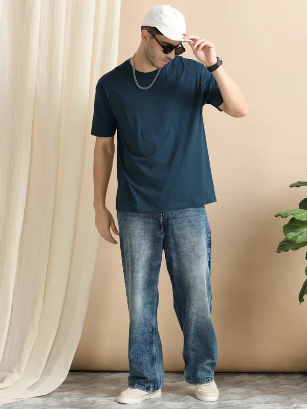 Indigo_Cotton_Regular_Oversized_T-Shirt_For_Men