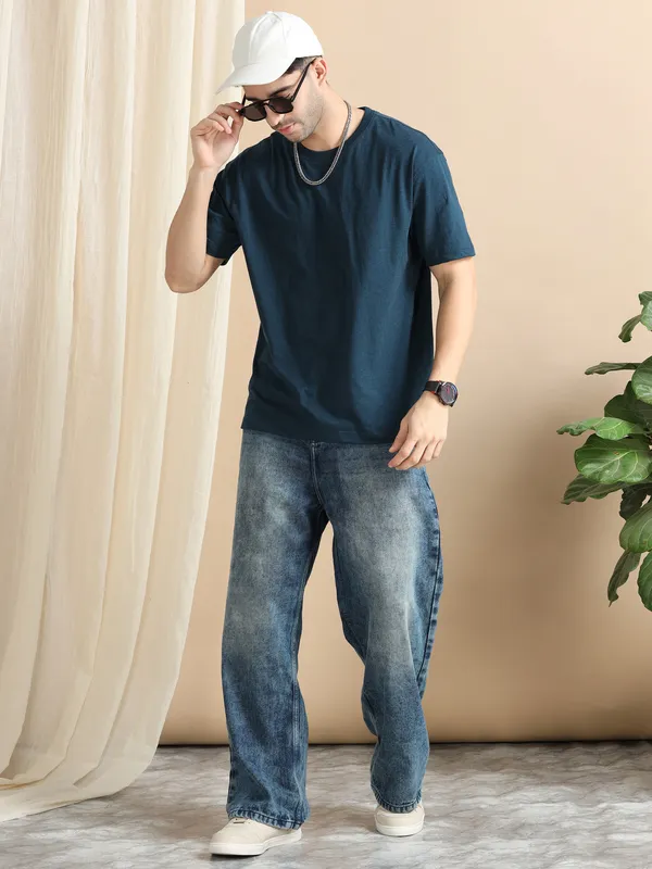 Indigo_Cotton_Regular_Oversized_T-Shirt_For_Men