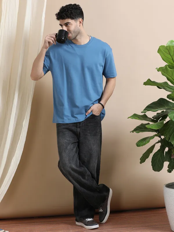 Blue_Cotton_Regular_Oversized_T-Shirt_For_Men