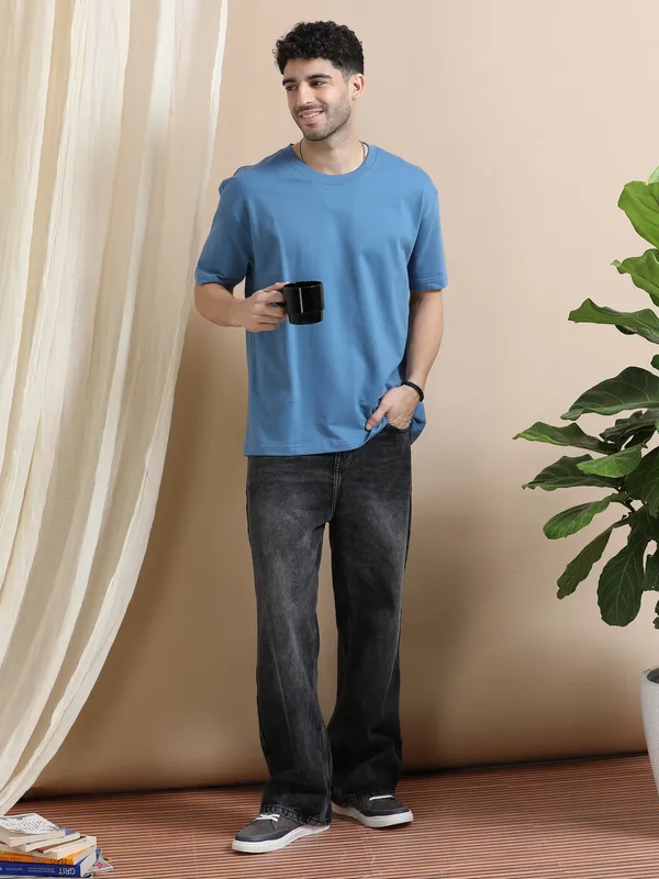 Blue_Cotton_Regular_Oversized_T-Shirt_For_Men