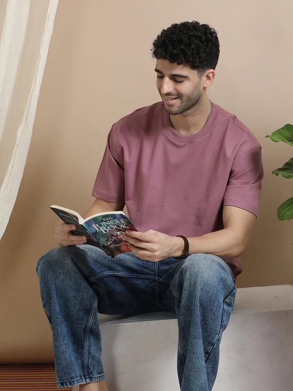 Plum_Cotton_Regular_Oversized_T-Shirt_For_Men
