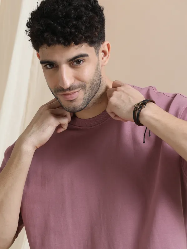 Plum_Cotton_Regular_Oversized_T-Shirt_For_Men