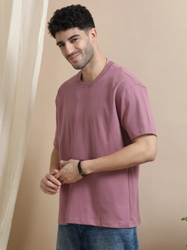 Plum_Cotton_Regular_Oversized_T-Shirt_For_Men